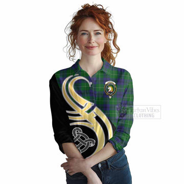 Oliphant Tartan Women's Casual Shirt with Family Crest and Celtic Symbol Style Female - Tartan Vibes Clothing