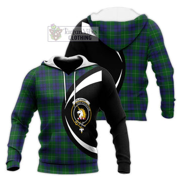 Oliphant Tartan Knitted Hoodie with Family Crest Circle Style Unisex Knitted Pullover Hoodie - Tartan Vibes Clothing