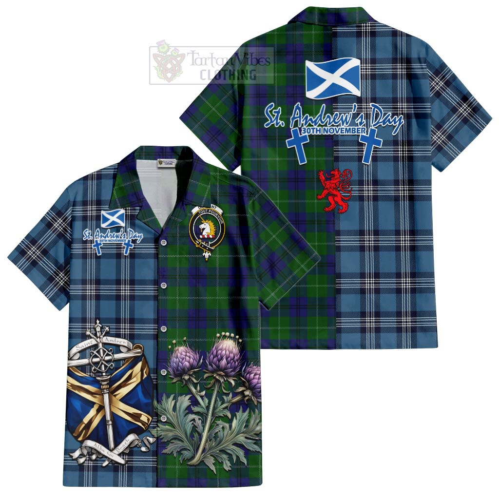 Oliphant Tartan Hawaiian Shirt Happy St. Andrew's Day Half Tartan Style Kid - Tartan Vibes Clothing