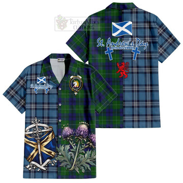 Oliphant Tartan Hawaiian Shirt Happy St. Andrew's Day Half Tartan Style Kid - Tartan Vibes Clothing