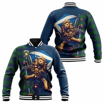 Oliphant Tartan Family Crest Baseball Jacket with Scottish Majestic Lion Unisex - Tartan Vibes Clothing
