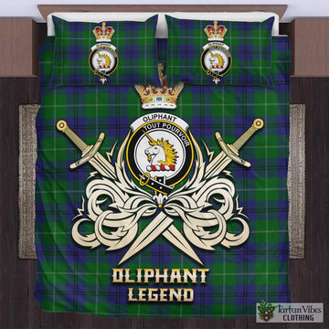 Oliphant Tartan Bedding Set with Clan Crest and the Golden Sword of Courageous Legacy