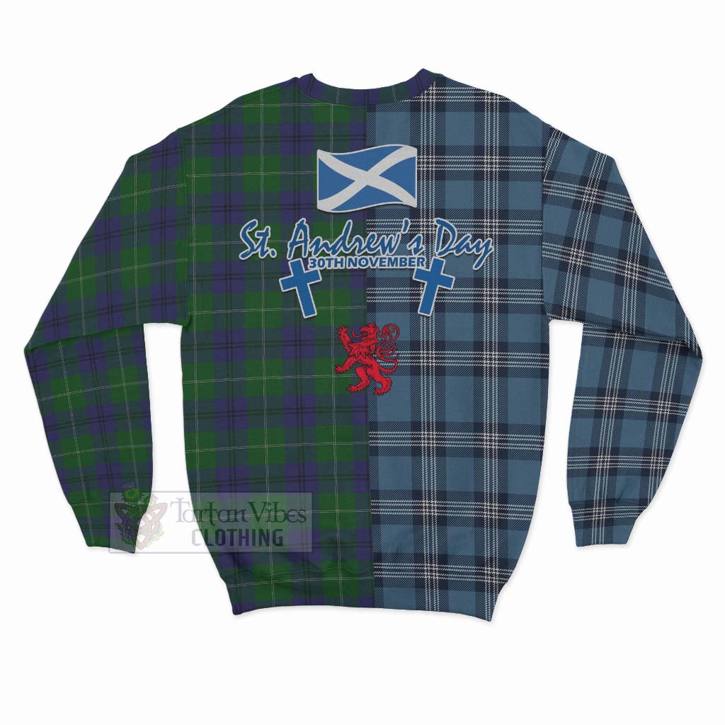 Oliphant Tartan Sweatshirt Happy St. Andrew's Day Half Tartan Style - Tartan Vibes Clothing