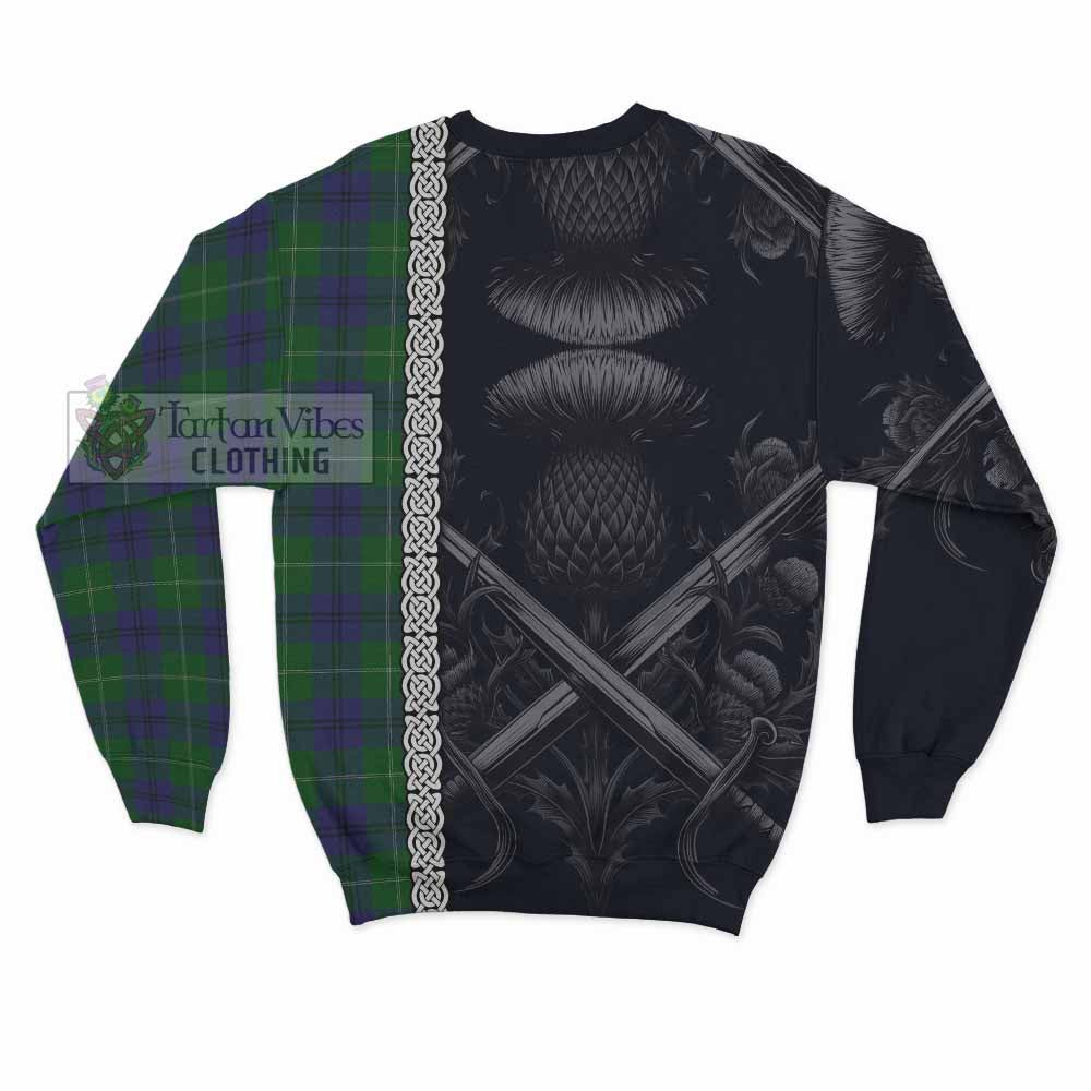 Oliphant Tartan Sweatshirt with Family Crest Cross Sword Thistle Celtic Vibes - Tartan Vibes Clothing