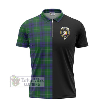 Oliphant Tartan Zipper Polo Shirt with Family Crest and Half Of Me Style - Tartan Vibes Clothing
