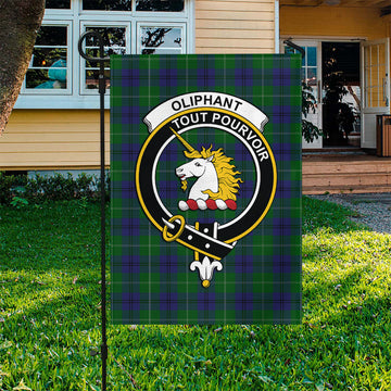 Oliphant Tartan Garden Flag with Family Crest