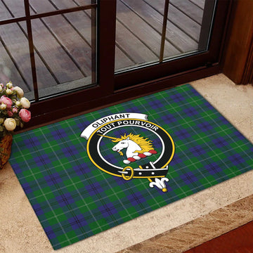 Oliphant Tartan Rubber Doormat with Family Crest