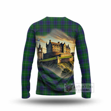 Oliphant Tartan Family Crest Long Sleeve T-Shirt with Scottish Ancient Castle Style - Tartan Vibes Clothing
