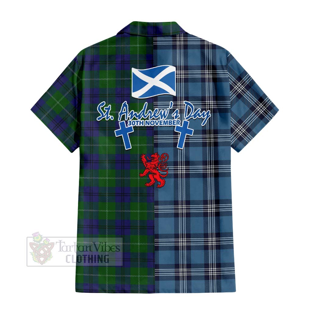 Oliphant Tartan Hawaiian Shirt Happy St. Andrew's Day Half Tartan Style - Tartan Vibes Clothing