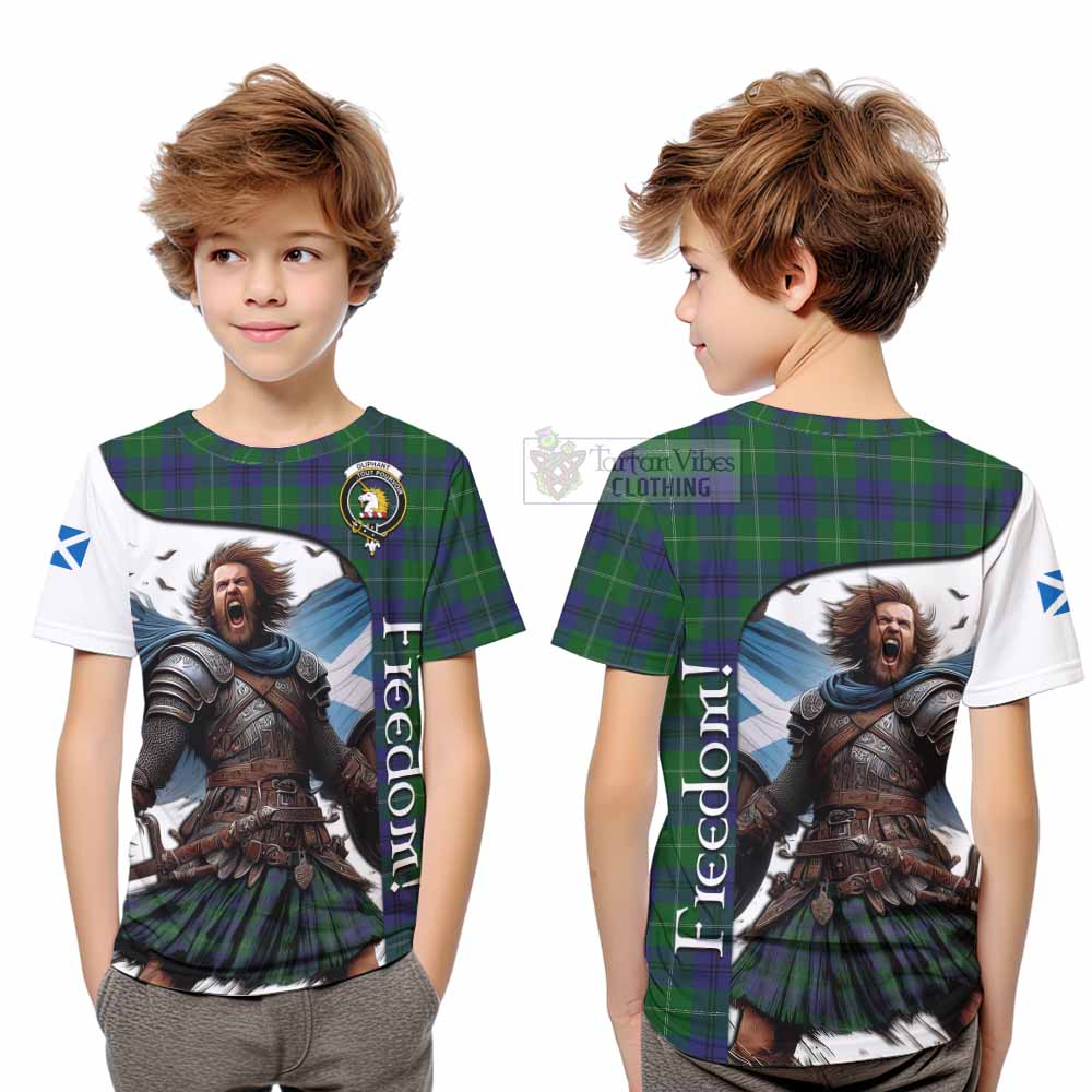 Tartan Vibes Clothing Oliphant Crest Tartan Kid T-Shirt Inspired by the Freedom of Scottish Warrior