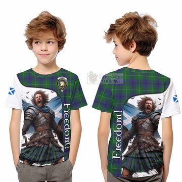 Tartan Vibes Clothing Oliphant Crest Tartan Kid T-Shirt Inspired by the Freedom of Scottish Warrior