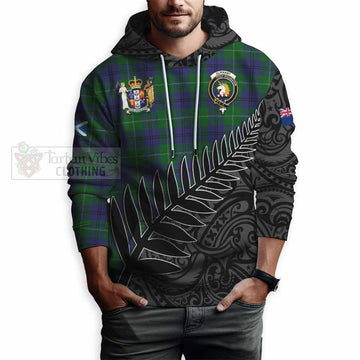 Oliphant Crest Tartan Hoodie with New Zealand Silver Fern Half Style - Tartan Vibes Clothing