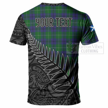 Oliphant Crest Tartan T-Shirt with New Zealand Silver Fern Half Style - Tartan Vibes Clothing