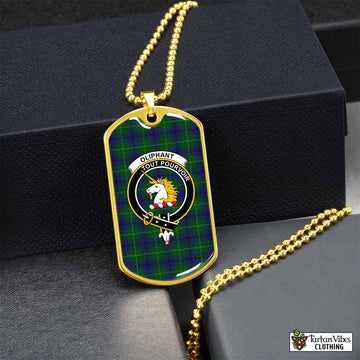 Tartan Vibes Clothing Oliphant Tartan Dog Tag Necklace with Family Crest