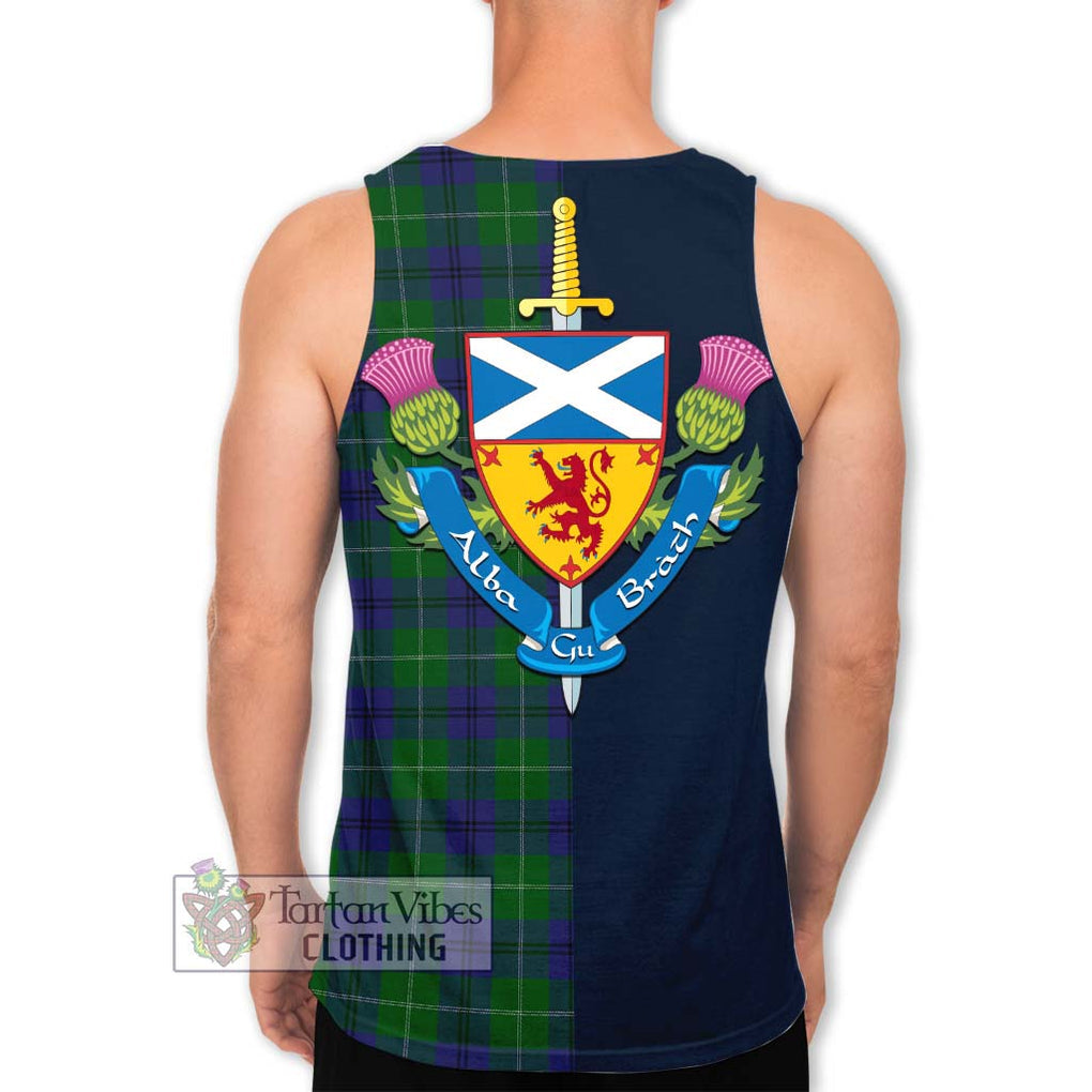 Oliphant Tartan Men's Tank Top Alba with Scottish Lion Royal Arm Half Style - Tartan Vibes Clothing