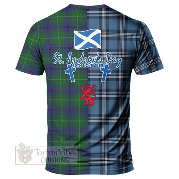 Oliphant Tartan T-Shirt Happy St. Andrew's Day Half Tartan Style - Tartan Vibes Clothing