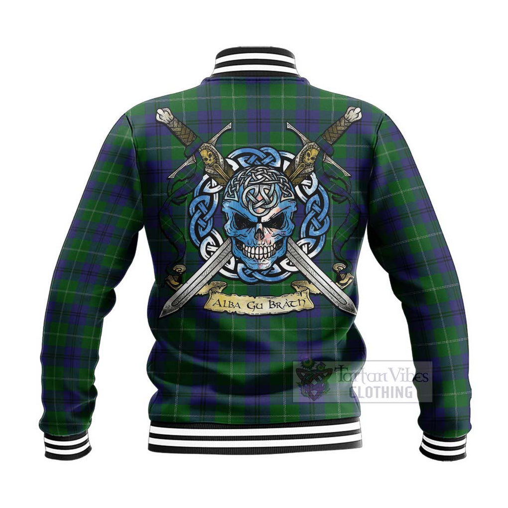 Oliphant Tartan Baseball Jacket with Family Crest Celtic Skull Style - Tartan Vibes Clothing