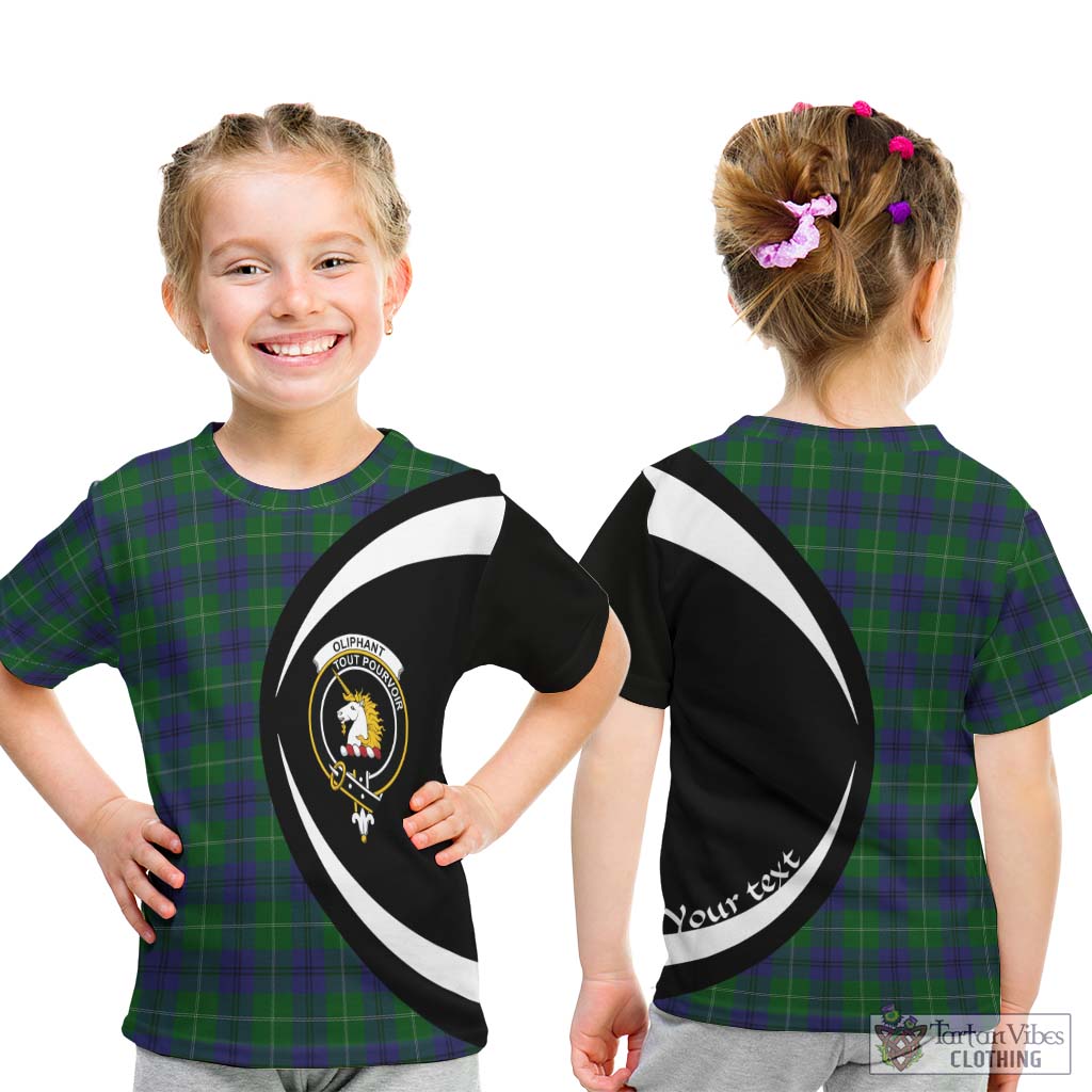 Oliphant Tartan Kid T-Shirt with Family Crest Circle Style - Tartan Vibes Clothing