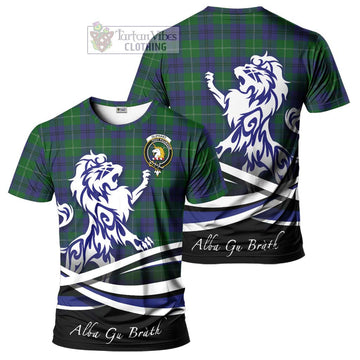 Oliphant Tartan Cotton T-shirt with Alba Gu Brath Regal Lion Emblem Women's Shirt - Tartan Vibes Clothing