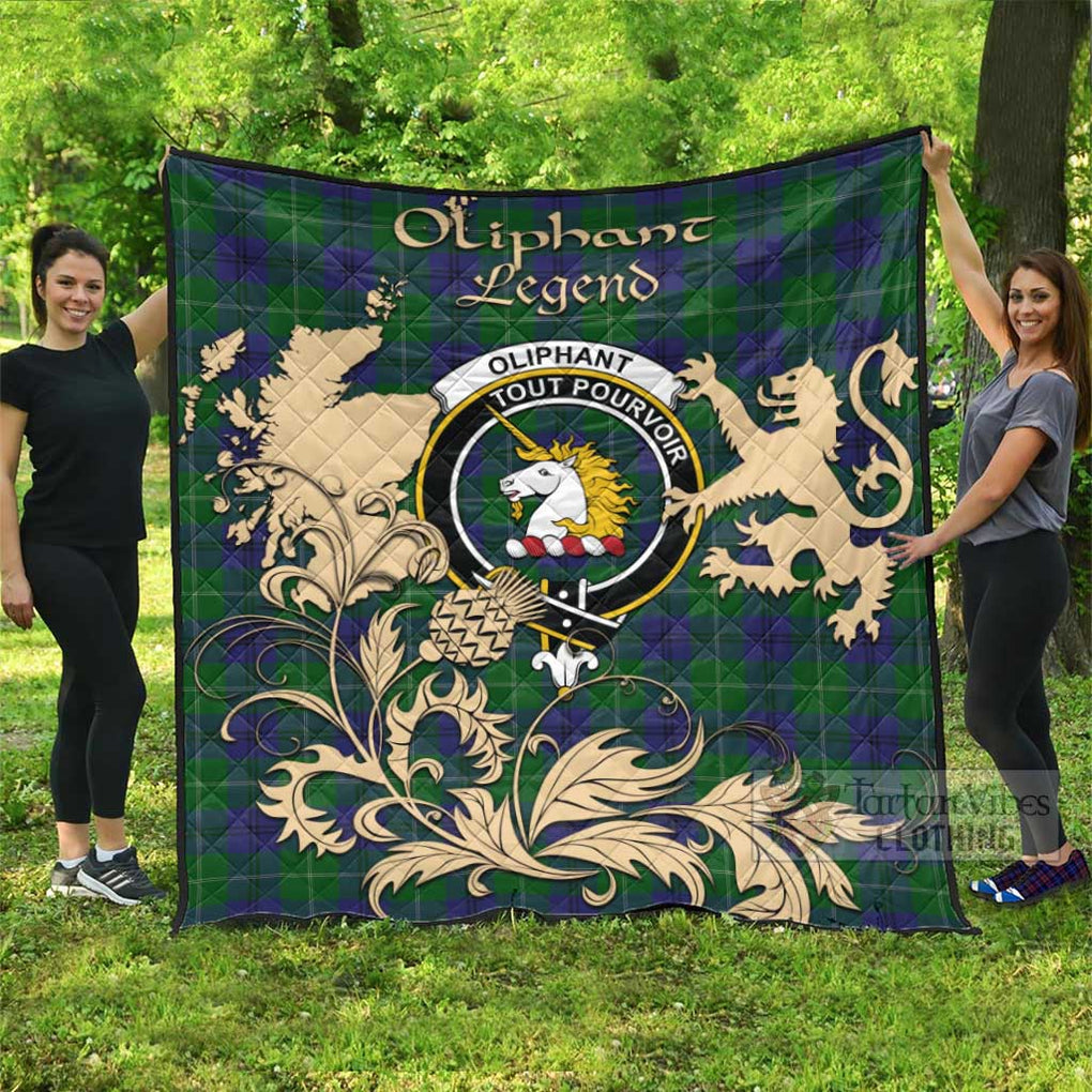 Tartan Vibes Clothing Oliphant Tartan Quilt with Family Crest and Scottish Symbol Style
