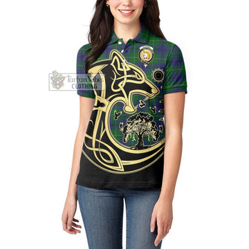 Oliphant Tartan Women's Polo Shirt with Family Crest Celtic Wolf Style - Tartan Vibes Clothing
