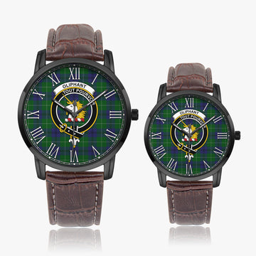 Oliphant Tartan Family Crest Leather Strap Quartz Watch - Tartan Vibes Clothing