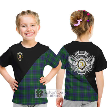Oliphant Tartan Kid T-Shirt with Family Crest and Military Logo Style - Tartan Vibes Clothing