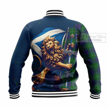 Oliphant Tartan Family Crest Baseball Jacket with Scottish Majestic Lion - Tartan Vibes Clothing