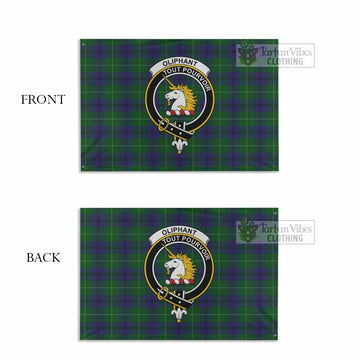 Tartan Vibes Clothing Oliphant Tartan House Flag with Family Crest