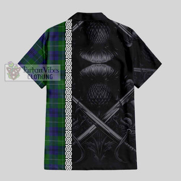 Oliphant Tartan Hawaiian Shirt with Family Crest Cross Sword Thistle Celtic Vibes - Tartan Vibes Clothing