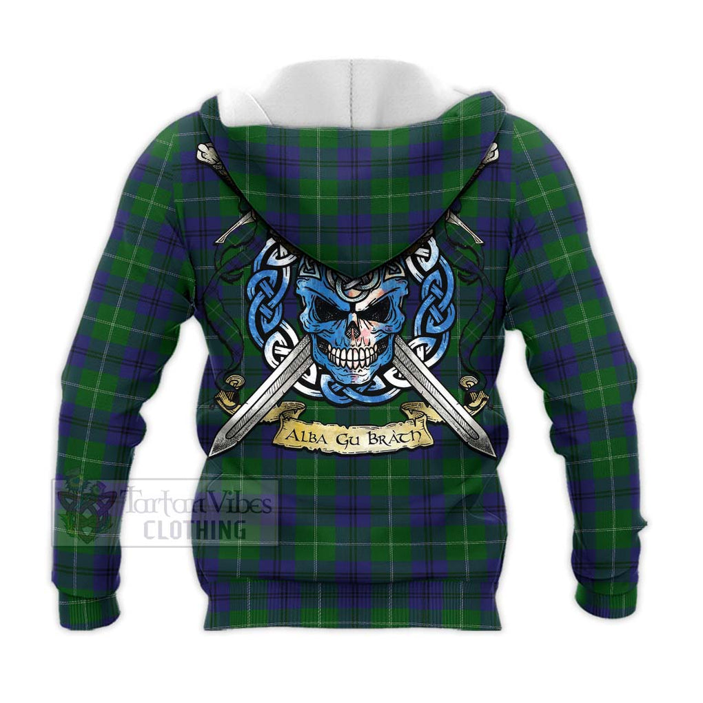 Oliphant Tartan Knitted Hoodie with Family Crest Celtic Skull Style - Tartan Vibes Clothing