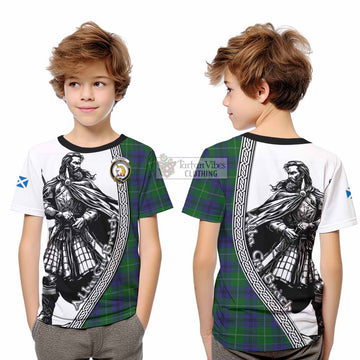 Oliphant Tartan Clan Crest Kid T-Shirt with Highlander Warrior Celtic Style - Tartan Vibes Clothing