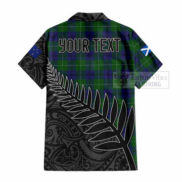 Oliphant Crest Tartan Hawaiian Shirt with New Zealand Silver Fern Half Style - Tartan Vibes Clothing