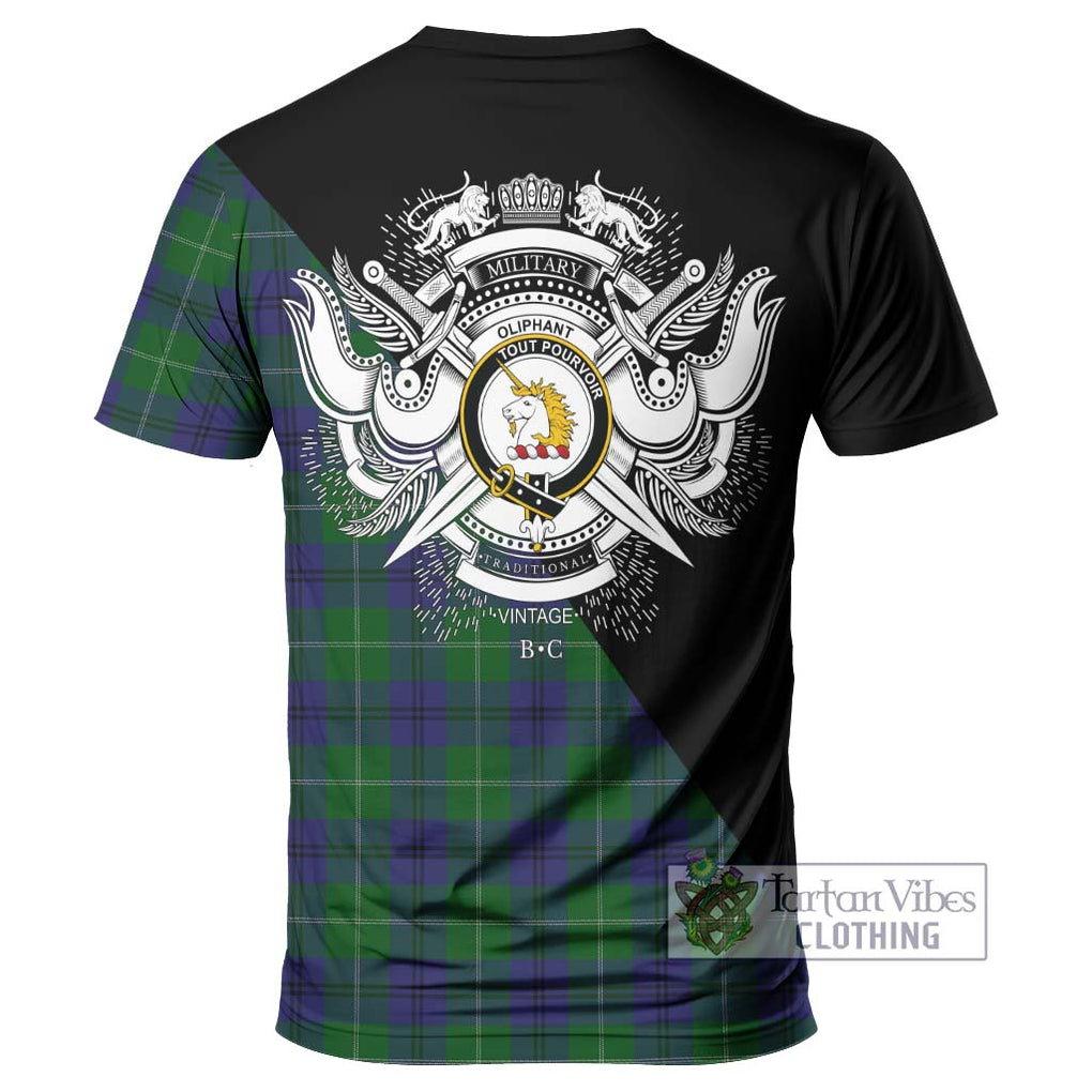 Oliphant Tartan T-Shirt with Family Crest and Military Logo Style - Tartan Vibes Clothing