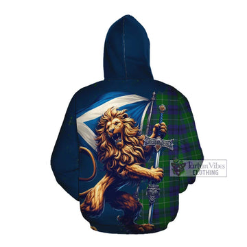 Oliphant Tartan Family Crest Cotton Hoodie with Scottish Majestic Lion Pullover Hoodie - Tartan Vibes Clothing