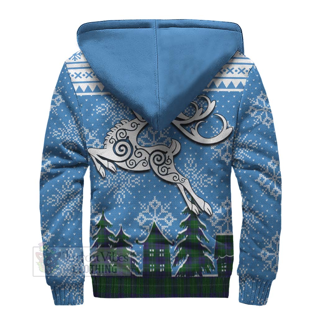 Oliphant Clan Christmas Sherpa Hoodie Celtic Reindeer Style - Tartan Vibes Clothing