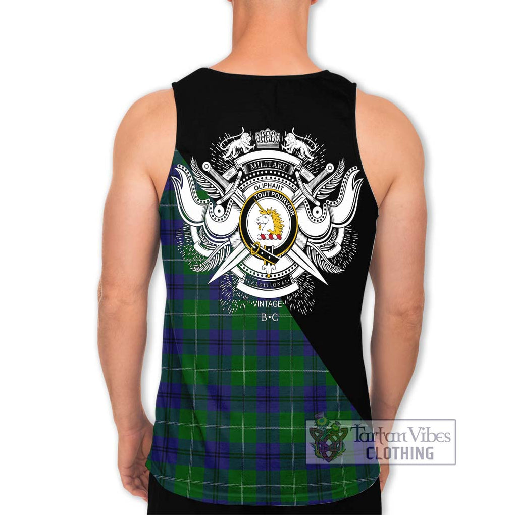 Oliphant Tartan Men's Tank Top with Family Crest and Military Logo Style - Tartan Vibes Clothing