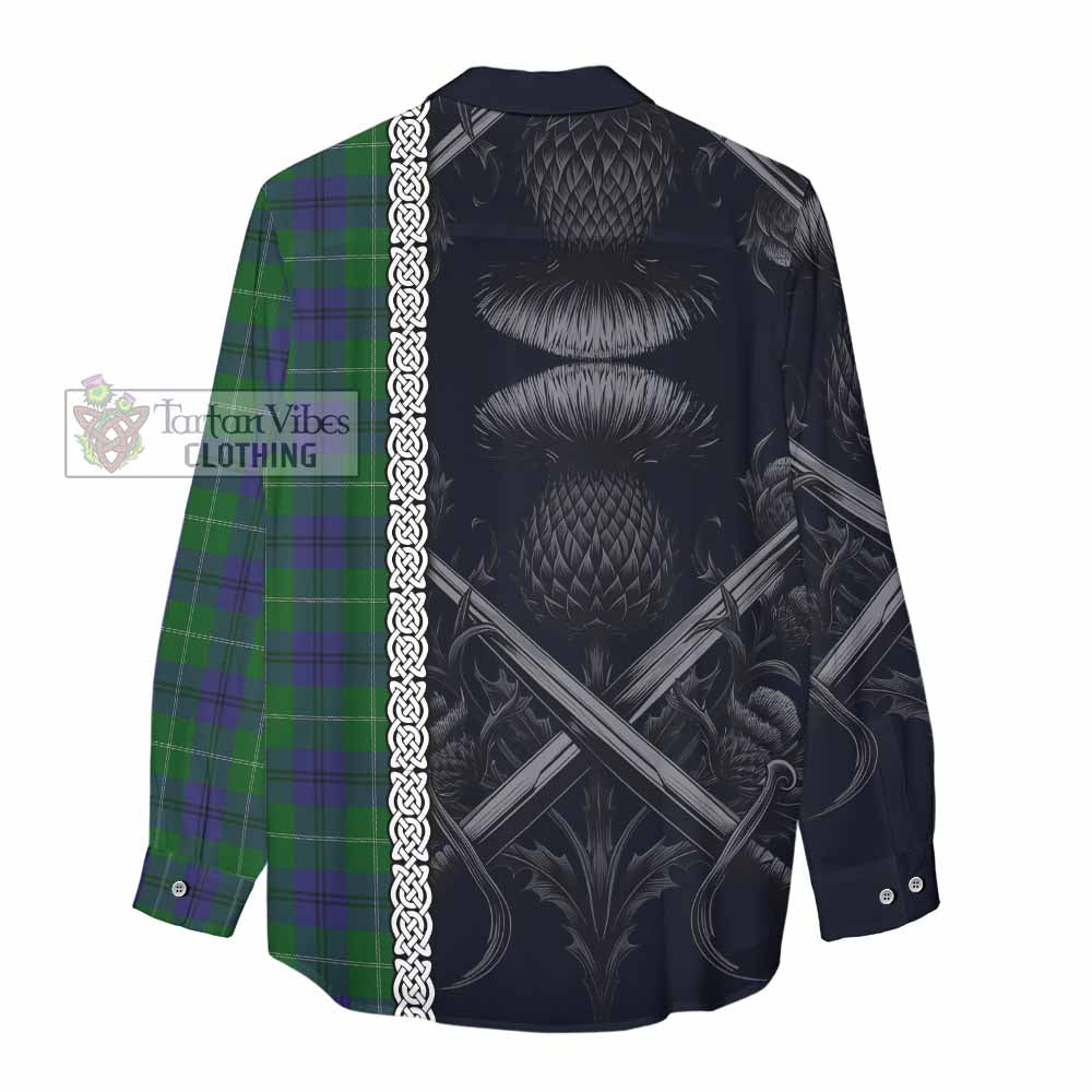 Oliphant Tartan Women's Casual Shirt with Family Crest Cross Sword Thistle Celtic Vibes - Tartan Vibes Clothing