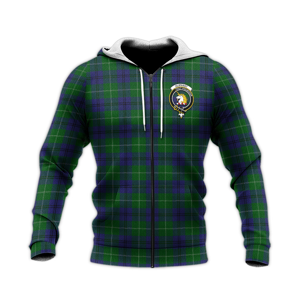 Oliphant Tartan Knitted Hoodie with Family Crest Unisex Knitted Zip Hoodie - Tartan Vibes Clothing