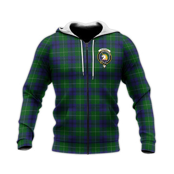 Oliphant Tartan Knitted Hoodie with Family Crest