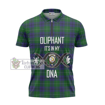 Oliphant Tartan Zipper Polo Shirt with Family Crest DNA In Me Style - Tartan Vibes Clothing