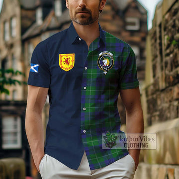 Oliphant Tartan Hawaiian Shirt Alba with Scottish Lion Royal Arm Half Style - Tartan Vibes Clothing