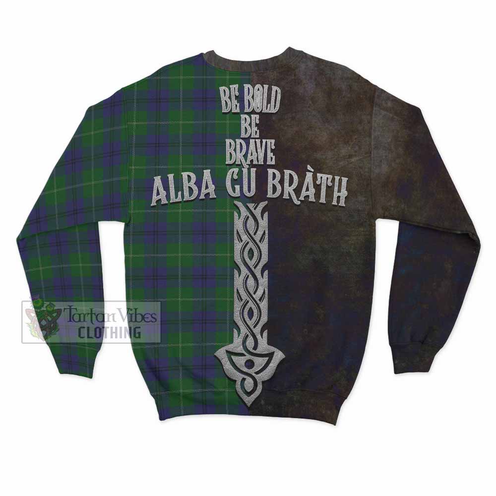 Oliphant Tartan Family Crest Sweatshirt Alba Gu Brath Be Brave Lion Ancient Style - Tartan Vibes Clothing