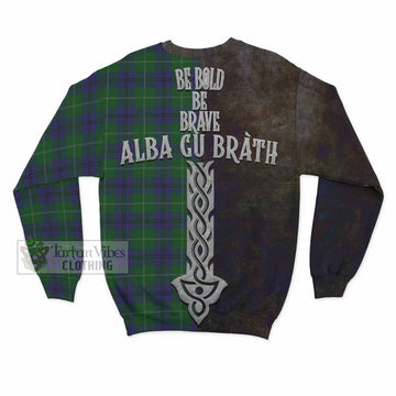 Oliphant Tartan Family Crest Sweatshirt Alba Gu Brath Be Brave Lion Ancient Style - Tartan Vibes Clothing