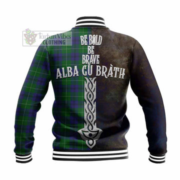 Tartan Vibes Clothing Oliphant Tartan Family Crest Baseball Jacket Alba Gu Brath Be Brave Lion Ancient Style