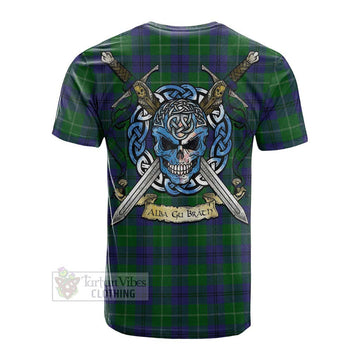 Oliphant Tartan Cotton T-shirt with Family Crest Celtic Skull Style Men's Shirt - Tartan Vibes Clothing