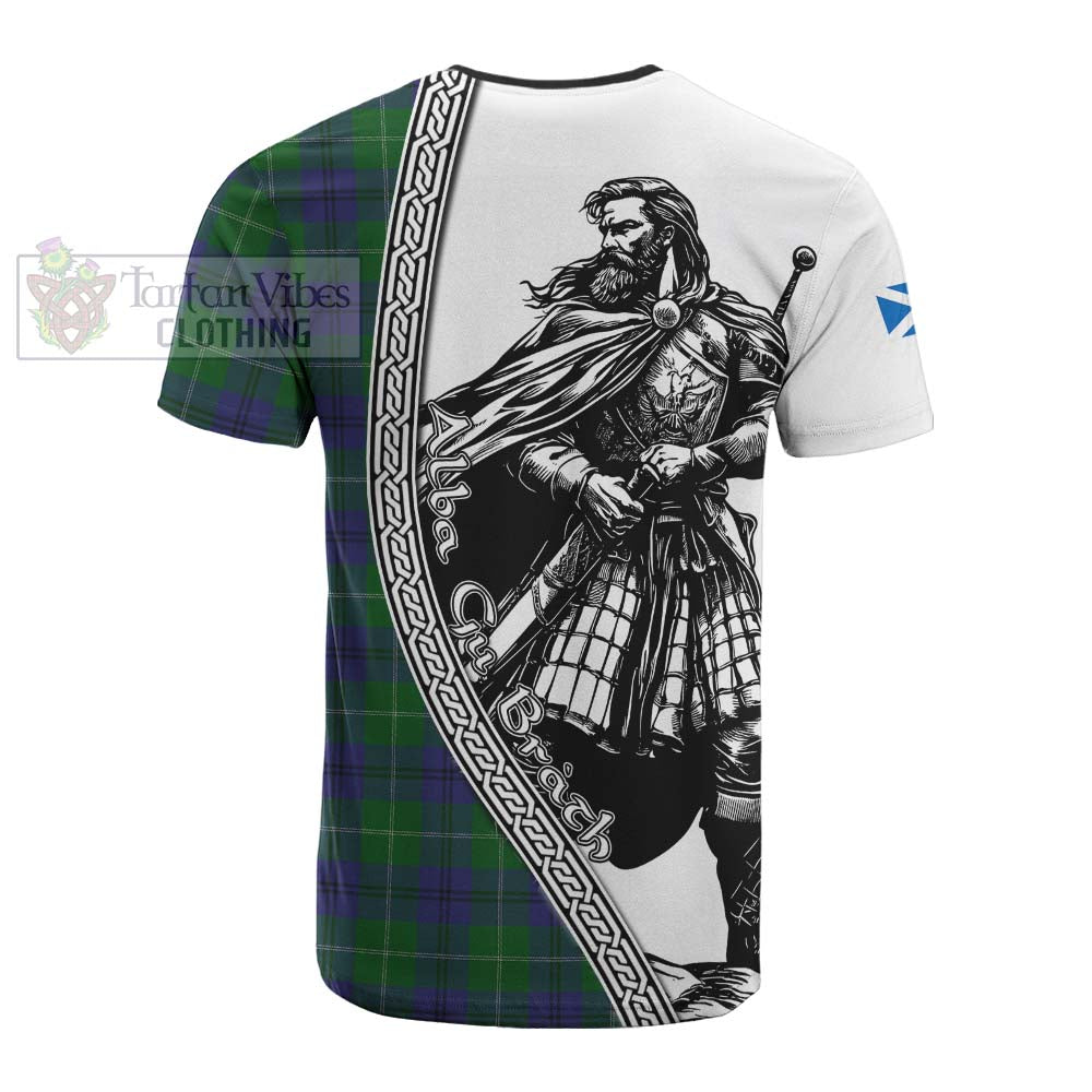 Oliphant Tartan Clan Crest Cotton T-shirt with Highlander Warrior Celtic Style - Tartan Vibes Clothing