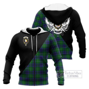 Oliphant Tartan Knitted Hoodie with Family Crest and Military Logo Style Unisex Knitted Zip Hoodie - Tartan Vibes Clothing
