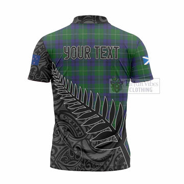 Oliphant Crest Tartan Zipper Polo Shirt with New Zealand Silver Fern Half Style - Tartan Vibes Clothing