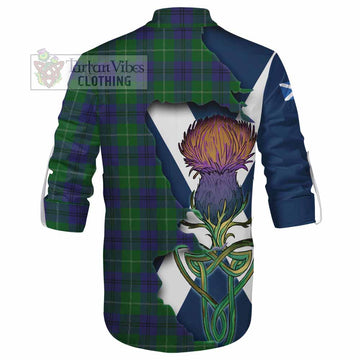Tartan Vibes Clothing Oliphant Tartan Family Crest Ghillie Kilt Shirt Scottish Thistle Celtic Inspired